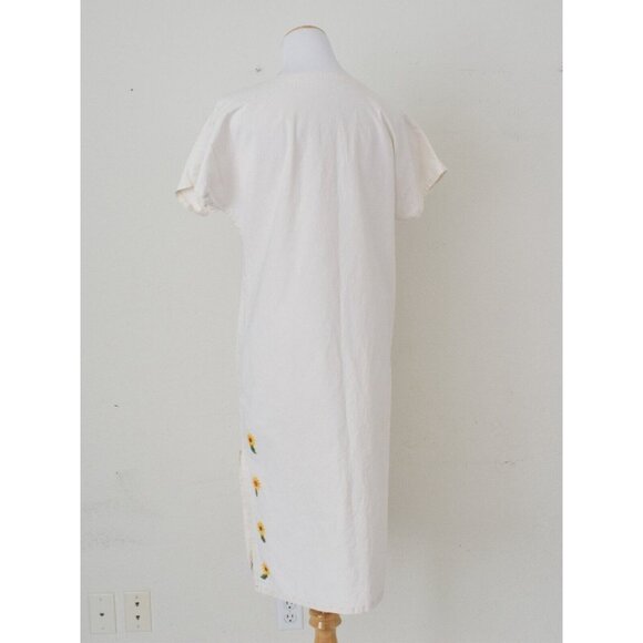 Vintage 80s Handmade Sunflower Muumuu Dress - Picture 3 of 10